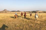 Riding across a field