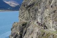 Riding along the coast above the water