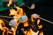 Cooking marshmallows on fire 