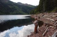 A tourist at the bank of the river 