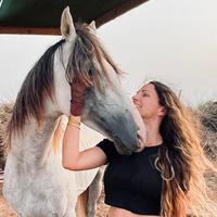 With a horse 