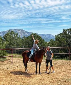 Doing yoga in the saddle 