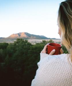 Woman enjoying a cup of tea 