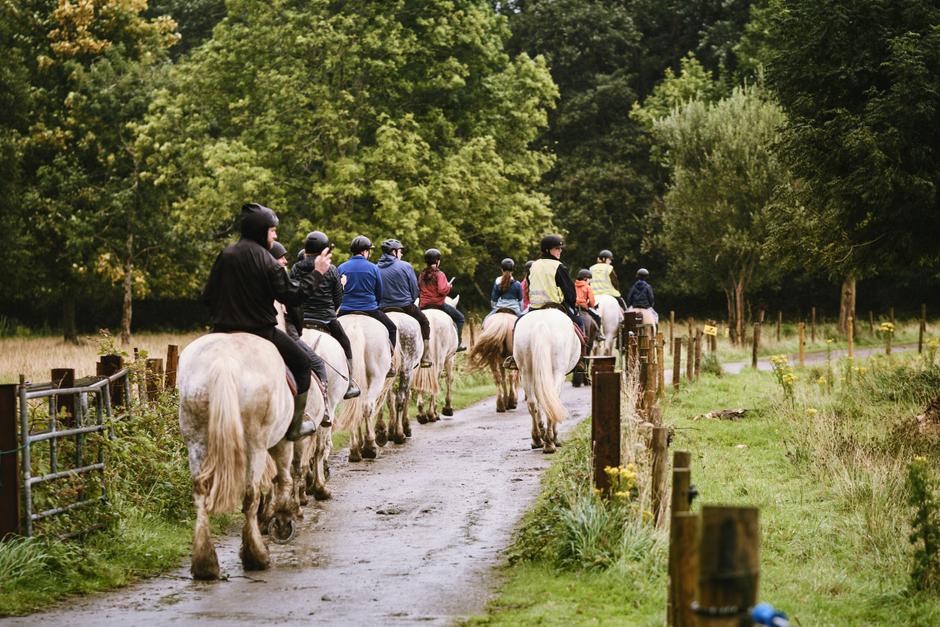 Group of people riding on horses in Ireland